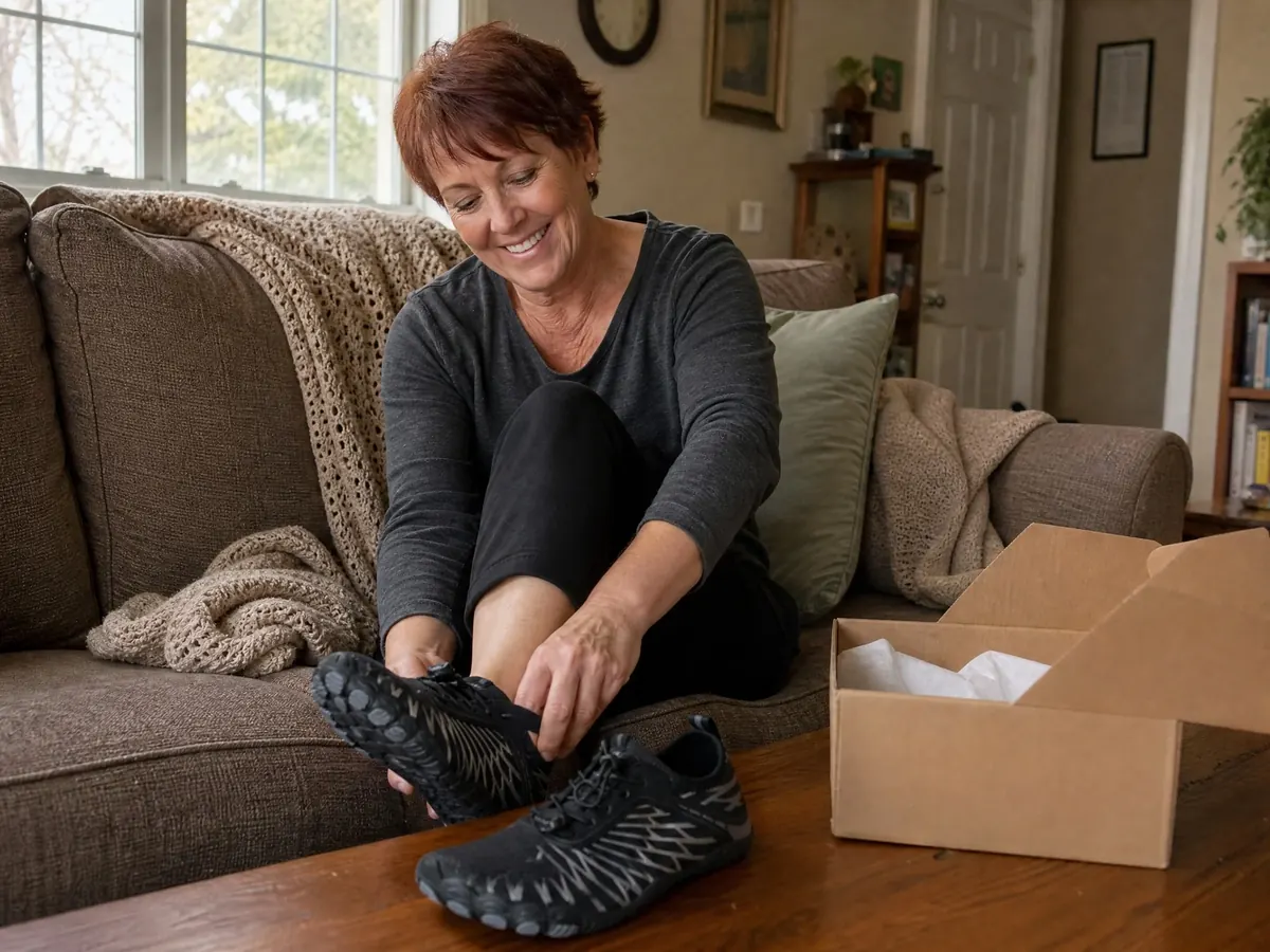 Happy couple unboxing their new Baro shoes